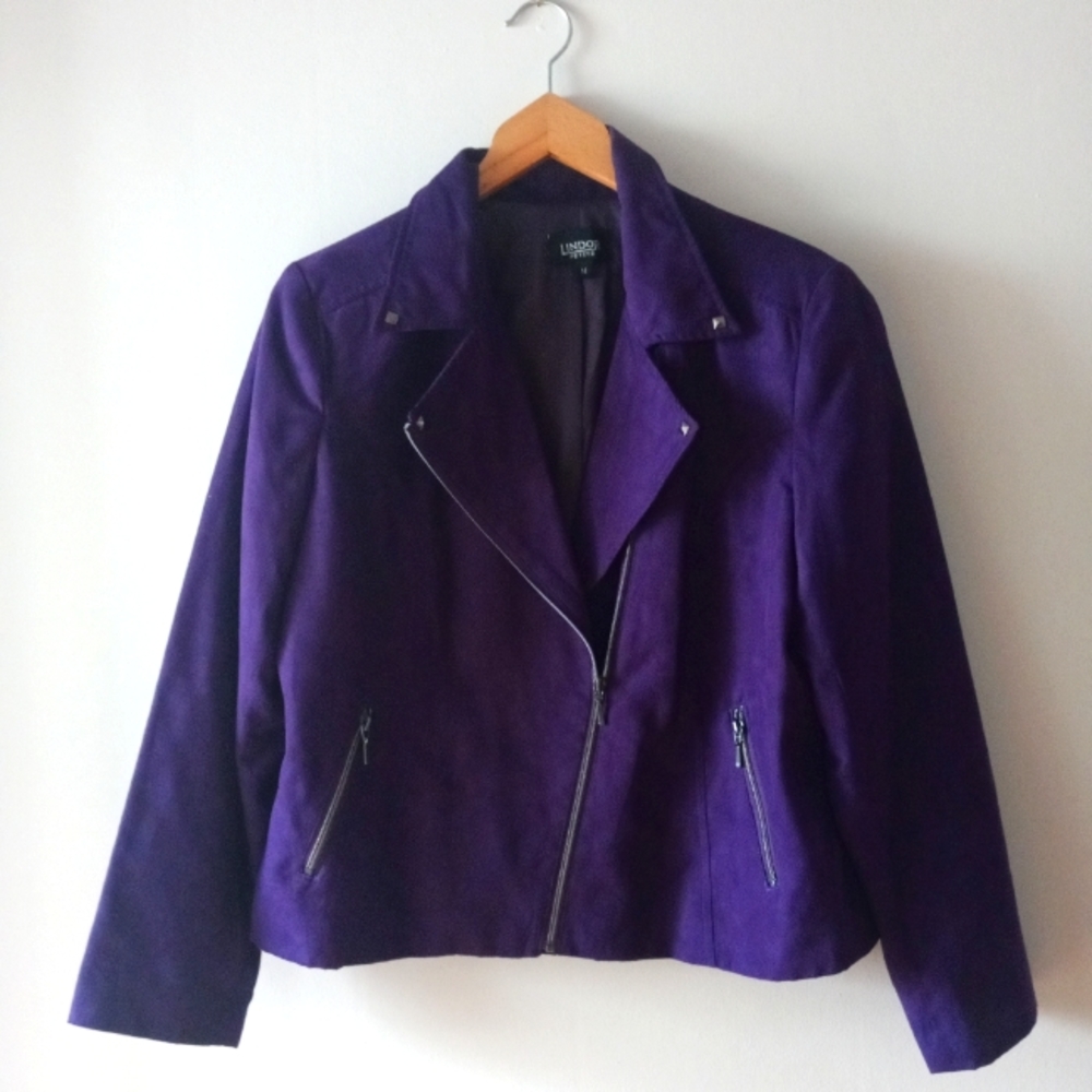 💜 LINDOR Petites | Purple Motorcycle Style Lightweight Jacket/Blazer | Size 14